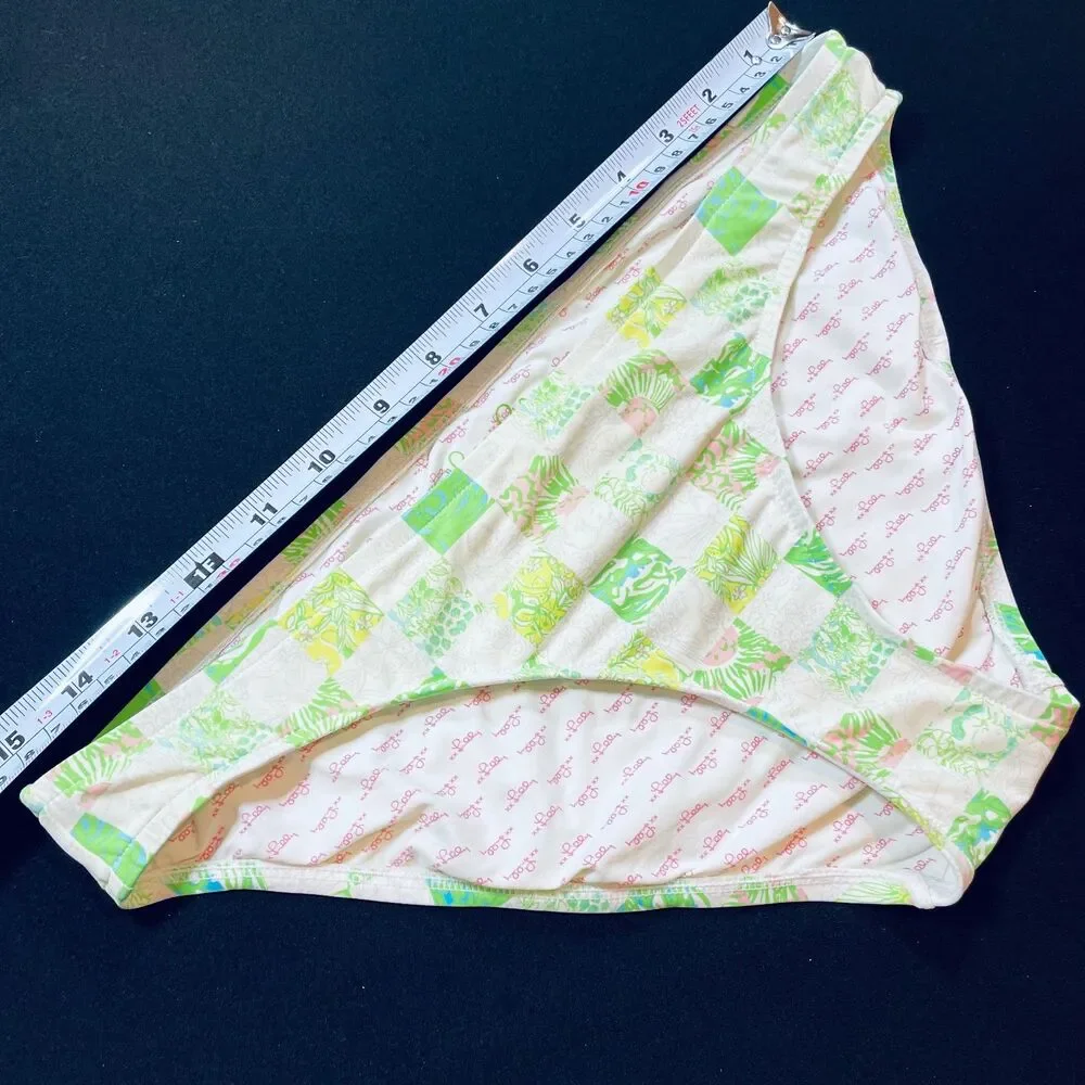 ~ RARE Lilly Pulitzer Med Bikini Swim Bottom Lioness Patch Pattern, Lined